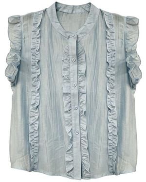 Wdny Ruffle Button-Up Shirt - Blue