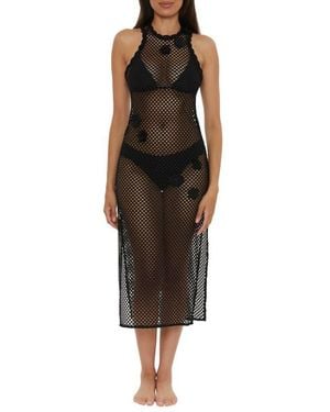 Becca Castaway Island Sheer Mesh Cover-Up Dress - Black