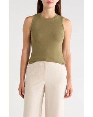 Tahari Crewneck Ribbed Tank - Green