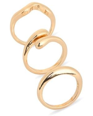 Leith Set Of 3 Assorted Teardrop Rings - Metallic