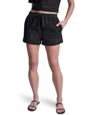 DKNY Geometric Eyelet Relaxed Drawstring Shorts - Black