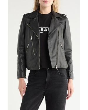 AllSaints Elva Leather Biker Jacket - Black