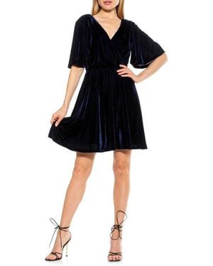 Alexia Admor Velvet Flutter Sleeve Dress - Black