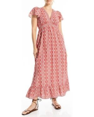 Max Studio Flutter Sleeve Maxi Dress - Pink