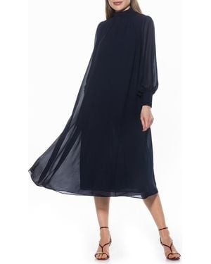 Alexia Admor Kehlani Long Sleeve Chiffon Midi Dress - Blue