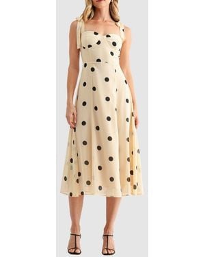 Lush Tie Strap Midi Dress - Natural