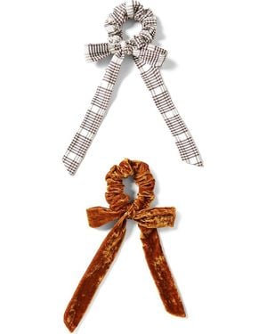 Loeffler Randall Dee Set Of 2 Bow Scrunchies - Brown