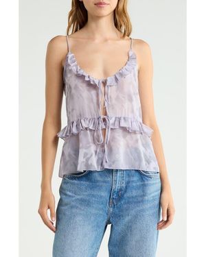 Vigoss Ruffled Tie Front Camisole - Blue