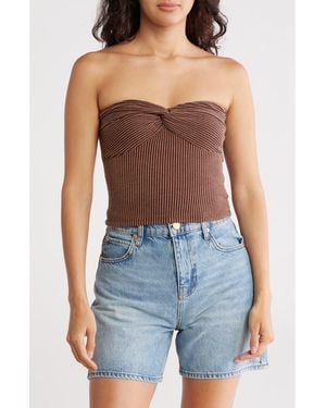 Madden Girl Twist Bust Pucker Rib Tube Top - Brown