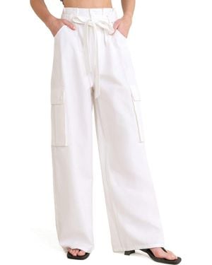 FREEMARKET Tie Waist Cotton Cargo Pants - White