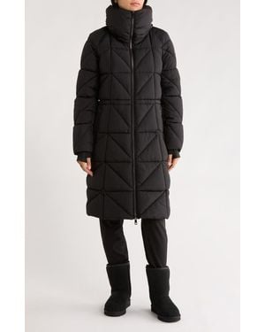 BCBGeneration Longline Water Resistant Puffer Jacket - Black