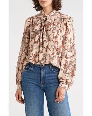 Gemma Jane Tie Neck Georgette Top - Blue