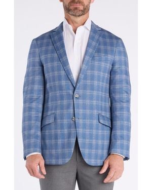 Savile Row Shoreditch Slim Fit Plaid Knit Sport Coat - Blue