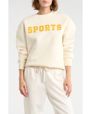 90 Degrees Varsity Vault Fleece Graphic Sweatshirt - Natural