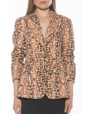 Alexia Admor Ruched Sleeve One-Button Blazer - Natural
