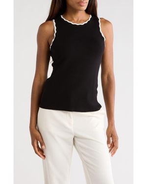 Halogen® Scallop Tip Sweater Tank - Black