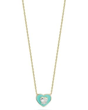 Glaze Jewelry Enamel & Cubic Zirconia Heart Pendant Necklace - Metallic