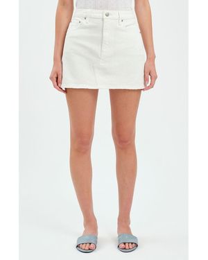 DAZE Malibu Distressed Cutoff Denim Miniskirt - White