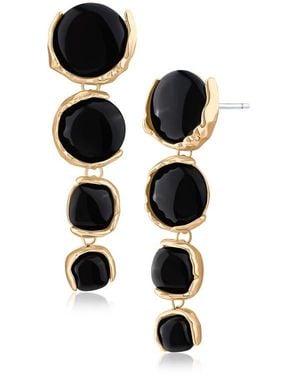 Jardin Graduated Sculpted Circle Linear Drop Earrings - Black