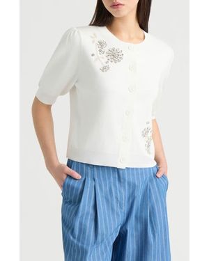 NVLT Embellished Cardigan - White