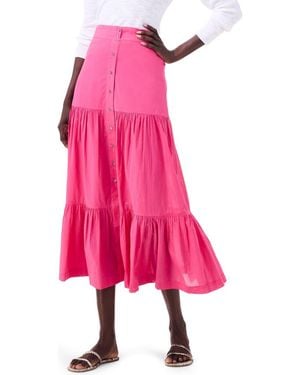 NIC+ZOE Cotton Tiered Skirt - Pink