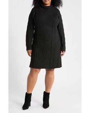 AREA STARS Kendall Cable Knit Sweater Dress - Black