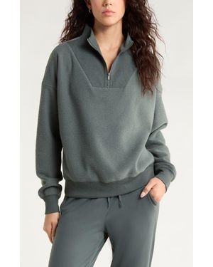Zella Cozy Bouclé Quarter Zip Sweatshirt - Gray