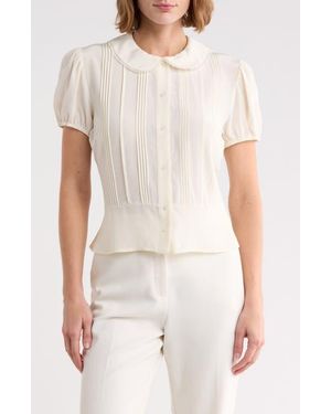 Wayf Puff Sleeve Pintuck Top - White