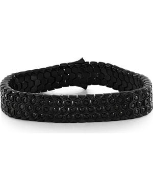 Black Jack Jewelry Honeycomb Textured Cubic Zirconia Bracelet - Black