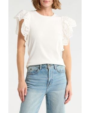 Joie Embroidered Cap Sleeve Top - White