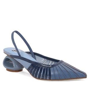 Ninety Union Alllison Pointed Tie Kitten Heel Slingback Pump - Blue