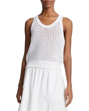 Vince Open Stitch Organic Cotton Sweater Tank - White