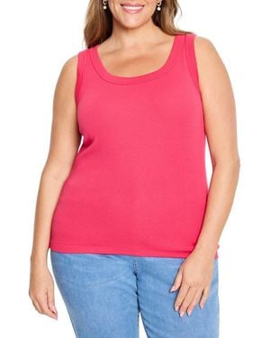 NIC+ZOE Perfect Knit Rib Scoop Neck Tank - Red