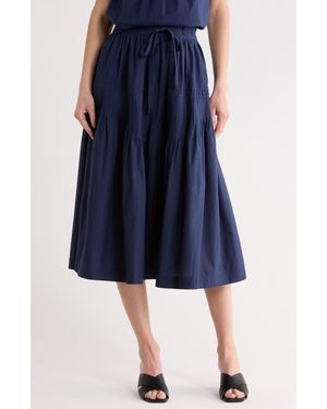 Ulla Johnson Blythe Cotton Poplin Midi Skirt - Blue