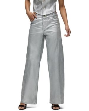 Hudson Jeans Lexi Seamed Metallic Straight Leg Jeans - Gray