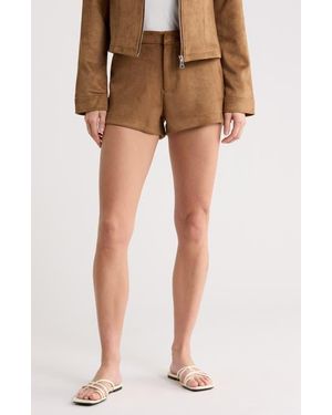 Vigoss Faux Suede Micro Shorts - Brown