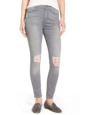 7 For All Mankind B(Air) High Waist Ankle Skinny Jeans - Gray