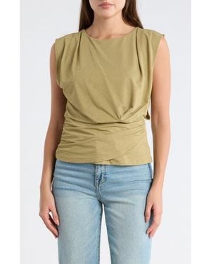 DKNY Sleeveless Gathered Top - Natural
