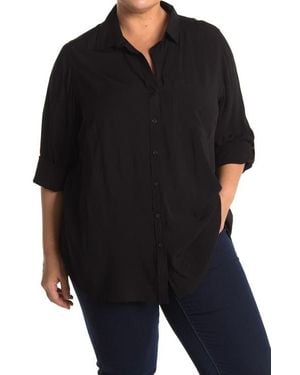 Velvet Heart Elisa Roll Tab Sleeve Button Down Blouse - Black