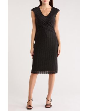 Connected Apparel Lurex Mesh Midi Dress - Black