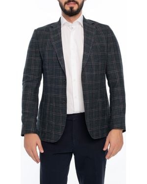 VELLAPAIS Plaid Sport Coat - Blue