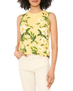 Cece Floral Sleeveless Sweater - Yellow
