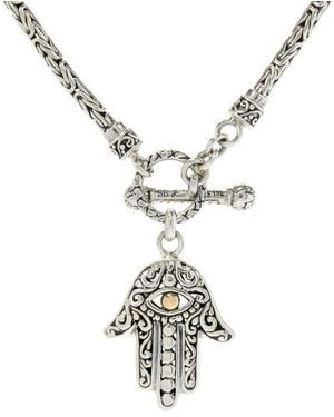 Samuel B. Hamsa Pendant Toggle Necklace - White