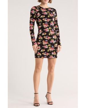 Alice + Olivia Delora Floral Long Sleeve Dress - Black