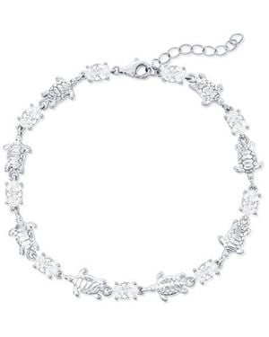 Simona Sterling Oval Cubic Zirconia & Turtle Line Bracelet - White