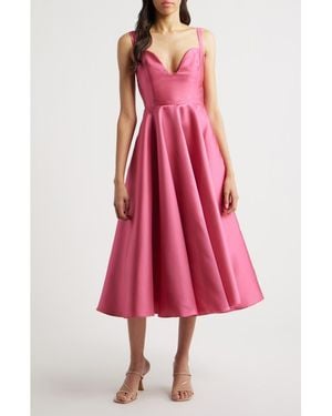Hutch Plunge Satin Maxi Cocktail Dress - Red
