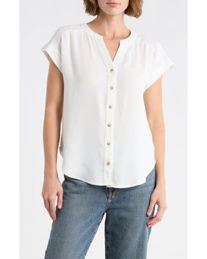 Blu Pepper Button Front V-Neck Top - White