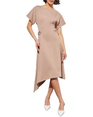Ming Wang Asymmetric Midi Dress - Natural