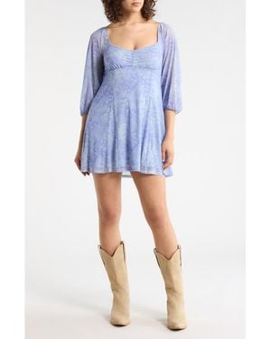 Abound Puff Sleeve Mesh Minidress - Blue