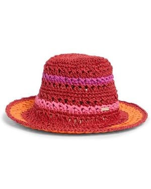 Steve Madden Carly Striped Crochet Bucket Hat - Red